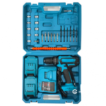 Акумулаторен безчетков винтоверт BLUE 36V 8Ah + 30 броя инструменти в куфар Акумулаторен безчетков винтоверт BLUE 36V 8Ah + 30 броя инструменти в куфар