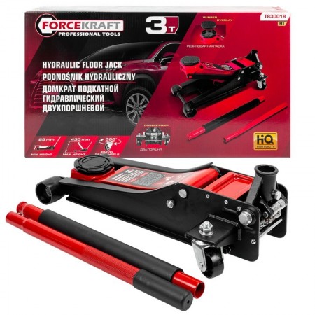 Нископрофилен крик 3 тона  (85-430мм) FORCEKRAFT  ,  FK-T830018 HT Нископрофилен крик 3 тона  (85-430мм) FORCEKRAFT  ,  FK-T830018 HT