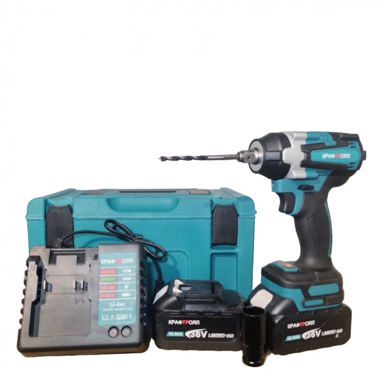 Безчетков  акумулаторен ударен гайковерт-винтоверт 36V 10Ah КРАФТРОЯЛ