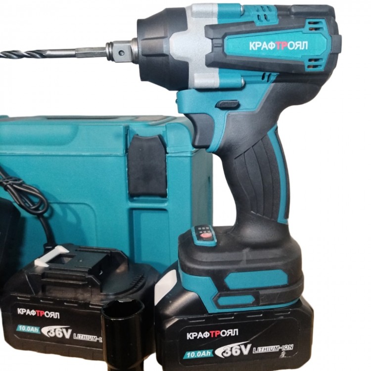 Безчетков  акумулаторен ударен гайковерт-винтоверт 36V 10Ah КРАФТРОЯЛ