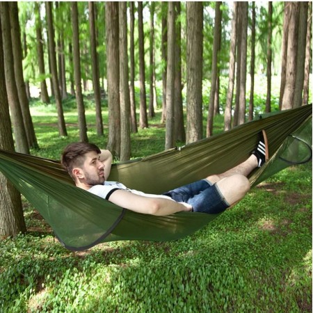 Двуместен хамак с мрежа против насекоми до 250кг + Подарък Раница Двуместен хамак с мрежа против насекоми до 250кг + Подарък Раница