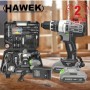 Комплект акумулаторен винтоверт 24 V + 111 броя инструменти HAWEK Комплект акумулаторен винтоверт 24 V + 111 броя инструменти HAWEK