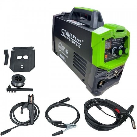 Телоподаващ апарат MIG, MAG, MMA за заваряване без газ 400А STAHLMAYER + соларна маска 