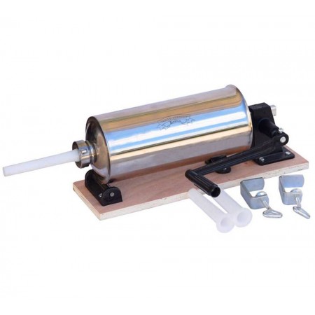 ПРОМО ПАКЕТ Чугунена месомелачка №32 с електромотор + хоризонтална пълначка за колбаси