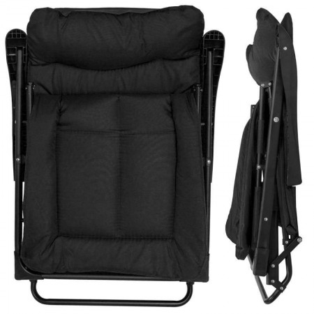 Сгъваем шезлонг - походно легло, цвят черен Сгъваем шезлонг - походно легло, цвят черен