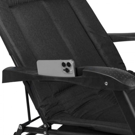 Сгъваем шезлонг - походно легло, цвят черен Сгъваем шезлонг - походно легло, цвят черен