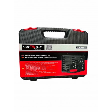 Комплект ударни преходници и удължения 18 части - 1/4"; 3/8"; 1/2" KRAFTWELLE