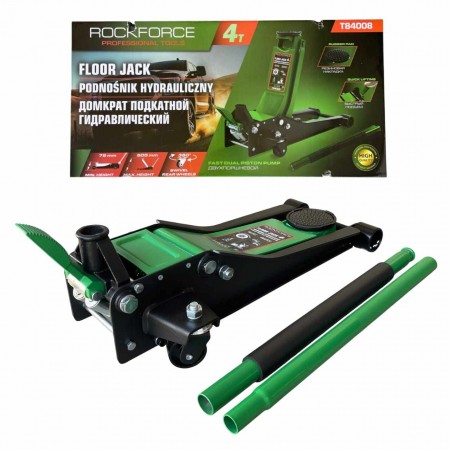 Нископрофилен крик тип крокодил с 2 помпи и педал 4 тона, 75-505 мм. ROCKFORCE Нископрофилен крик тип крокодил с 2 помпи и педал 4 тона, 75-505 мм. ROCKFORCE