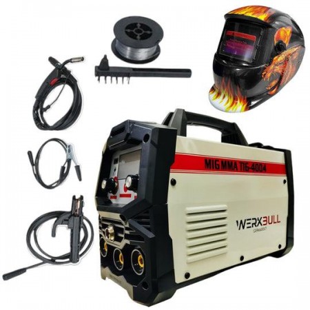 Телоподаващо с инверторен електрожен 2в1 WERKBULL + ПОДАРЪК соларна маска и очила за заваряване 