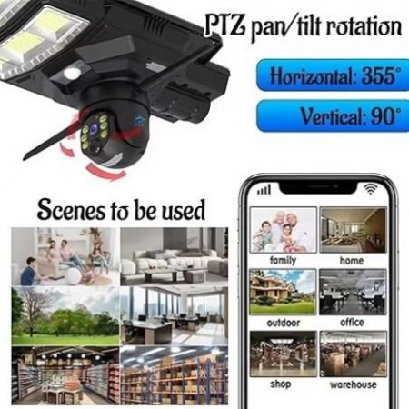 Комбинирана соларна лампа с камера 2 в 1 SPM-XA01 1800W