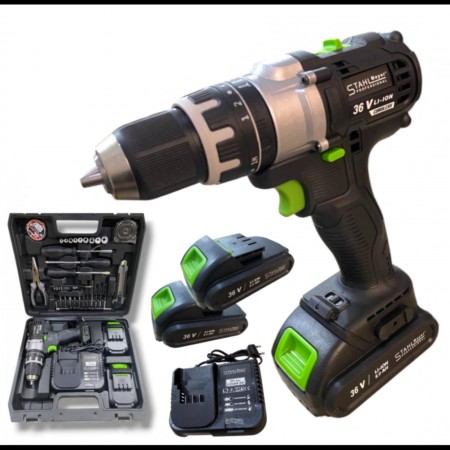 Акумулаторен винтоверт 36V 8Ah Серия BLACK + комплект 40 броя инструменти STAHLMAYER Акумулаторен винтоверт 36V 8Ah Серия BLACK + комплект 40 броя инструменти STAHLMAYER