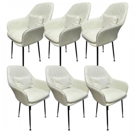 Комплект 6 броя трапезни столове Ивон + ПОДАРЪК възглавнички - цвят млечно бяло Комплект 6 броя трапезни столове Ивон + ПОДАРЪК възглавнички - цвят млечно бяло