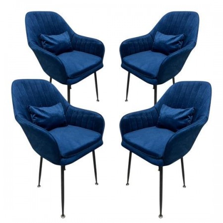 Комплект 4 броя трапезни столове Ивон + ПОДАРЪК възглавнички - цвят тъмно син Комплект 4 броя трапезни столове Ивон + ПОДАРЪК възглавнички - цвят тъмно син