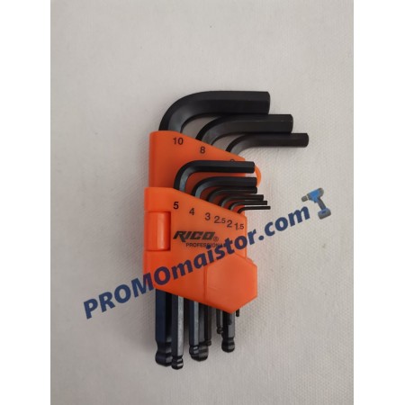 Г-образни шестограми 9 части 1.5 - 10 мм. RICO Г-образни шестограми 9 части 1.5 - 10 мм. RICO