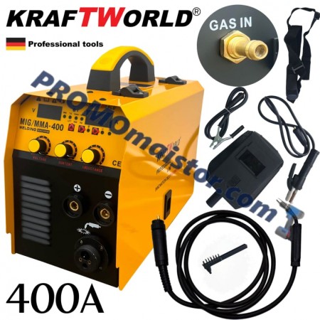 Инверторен електрожен KRAFTWORLD 400А с телоподаващо 2 в 1 
