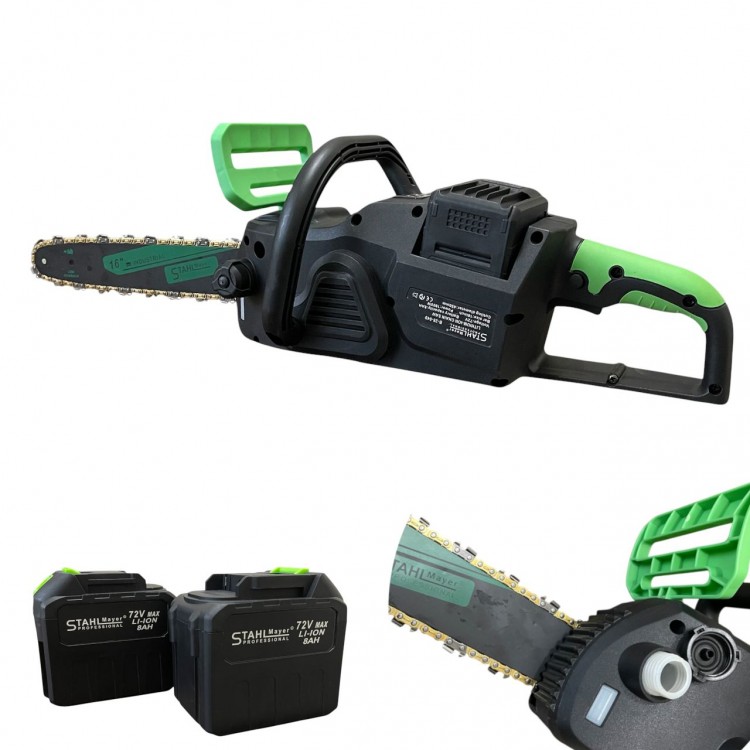Акумулаторна Верижна Резачка STAHLMAYER 72V 8Ah – 16" Шина, 2 Вериги, Дисплей и Активна Спирачка