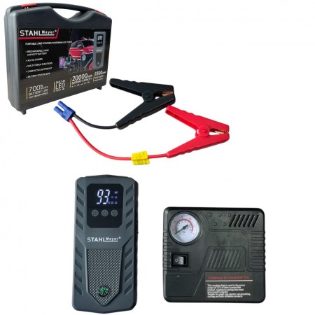 Автомобилен стартер с компресор STAHLMAYER Jump Starter 20000mAh Автомобилен стартер с компресор STAHLMAYER Jump Starter 20000mAh