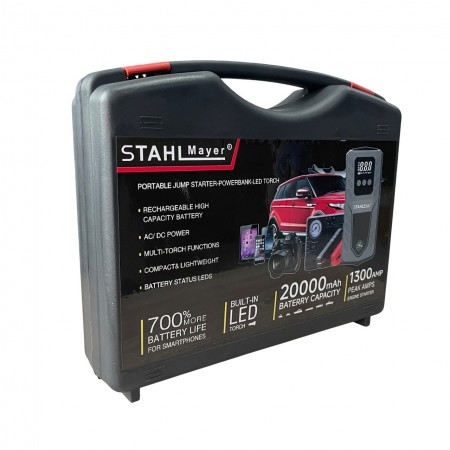 Автомобилен стартер с компресор STAHLMAYER Jump Starter 20000mAh 