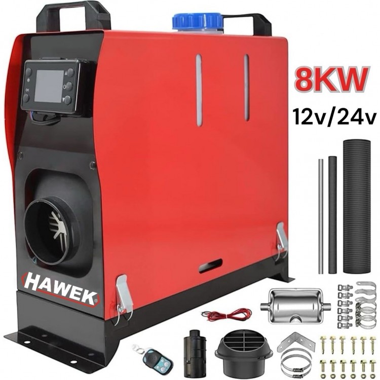 Суха дизелова печка HAWEK  8kW – за кемпери, бусове и гаражи 12V / 24V / 220V