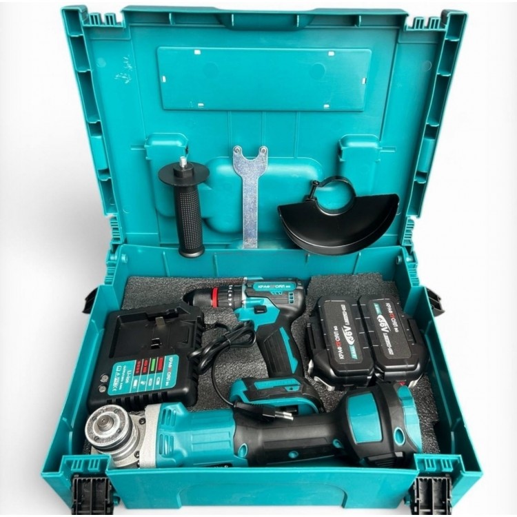 Комплект от акумулаторен ъглошлайф и винтоверт KraftRoyal 36V 8Ah