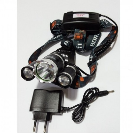 Мощен челник за глава с 3 LED диода Boruit Мощен челник за глава с 3 LED диода Boruit