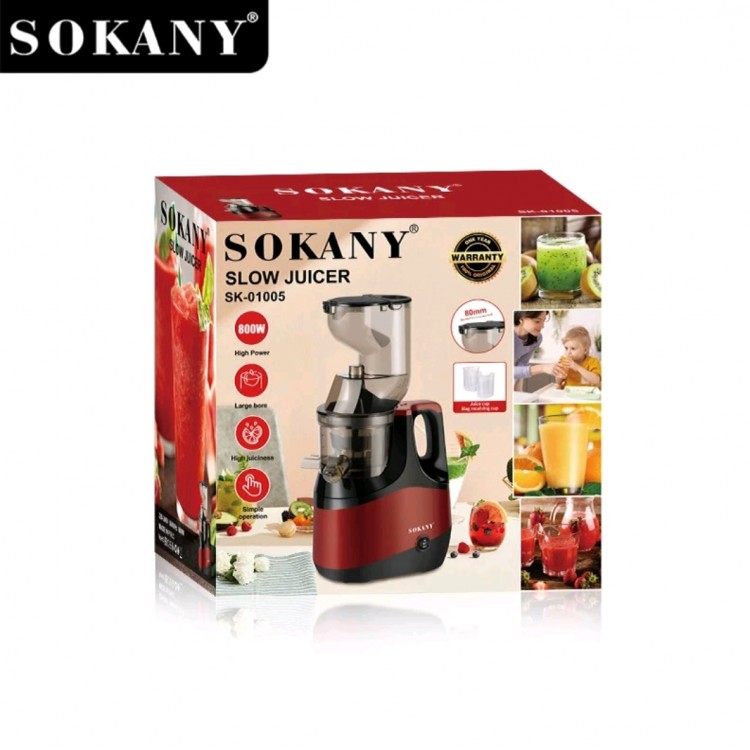 Професионална бавна сокоизстисквачка за студено пресоване Sokany SK-01005, 800W
