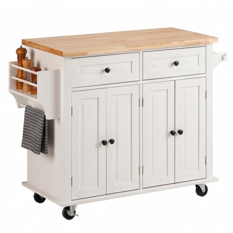 Количка за съхранение с подвижни колела, кухненски остров, 110 см