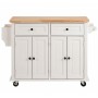 Количка за съхранение с подвижни колела, кухненски остров, 110 см