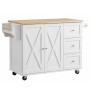 Кухненски остров, количка, шкаф за съхранение с подвижни колела, 143 см