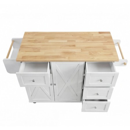 Кухненски остров, количка, шкаф за съхранение с подвижни колела, 143 см