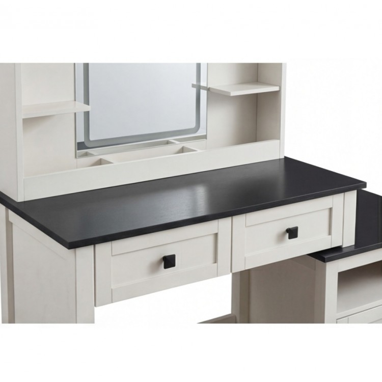 Тоалетка за гримиране с LED осветление и допълнителен шкаф