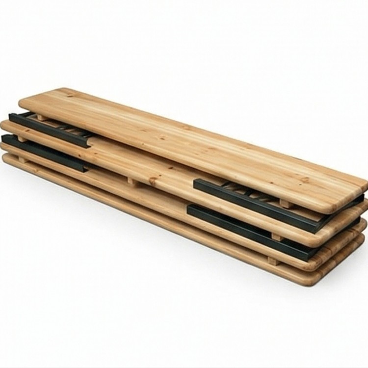 Сгъваем дървен градински комплект – маса с две пейки (167 см)