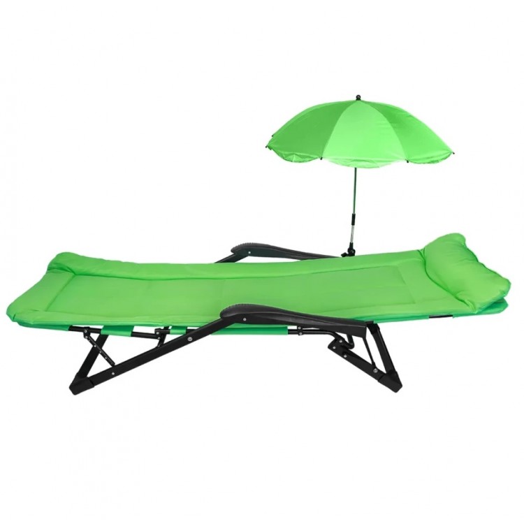 Сгъваемо походно легло тип шезлонг с чадър