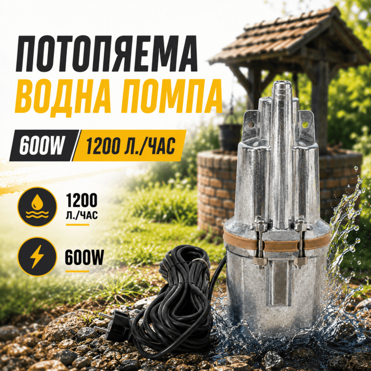 Потопяема водна помпа 600W 1200 л./час Потопяема водна помпа 600W 1200 л./час