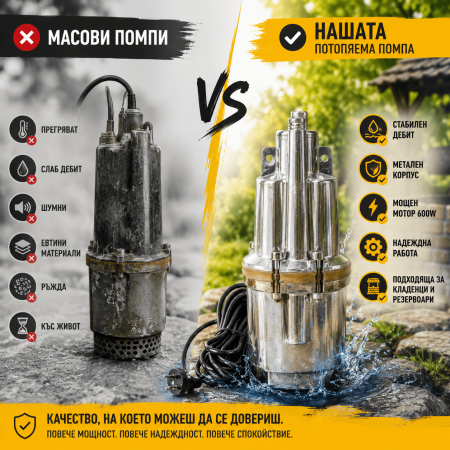 ТОП Потопяема водна помпа 600W 1200 л./час
