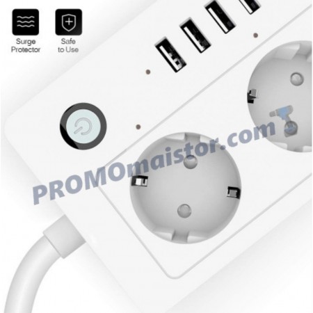 WiFi смарт разклонител 16А с 4 EU гнезда, 4 USB - Smartlife, TUYA WiFi смарт разклонител 16А с 4 EU гнезда, 4 USB - Smartlife, TUYA