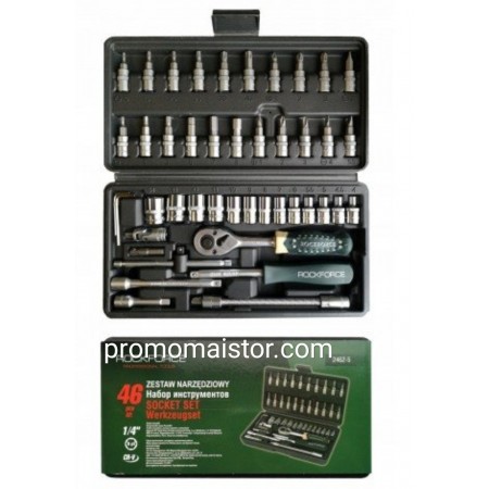 Гедоре 1/4 шестостенен комплект 46 части ROCKFORCE Гедоре 1/4 шестостенен комплект 46 части ROCKFORCE